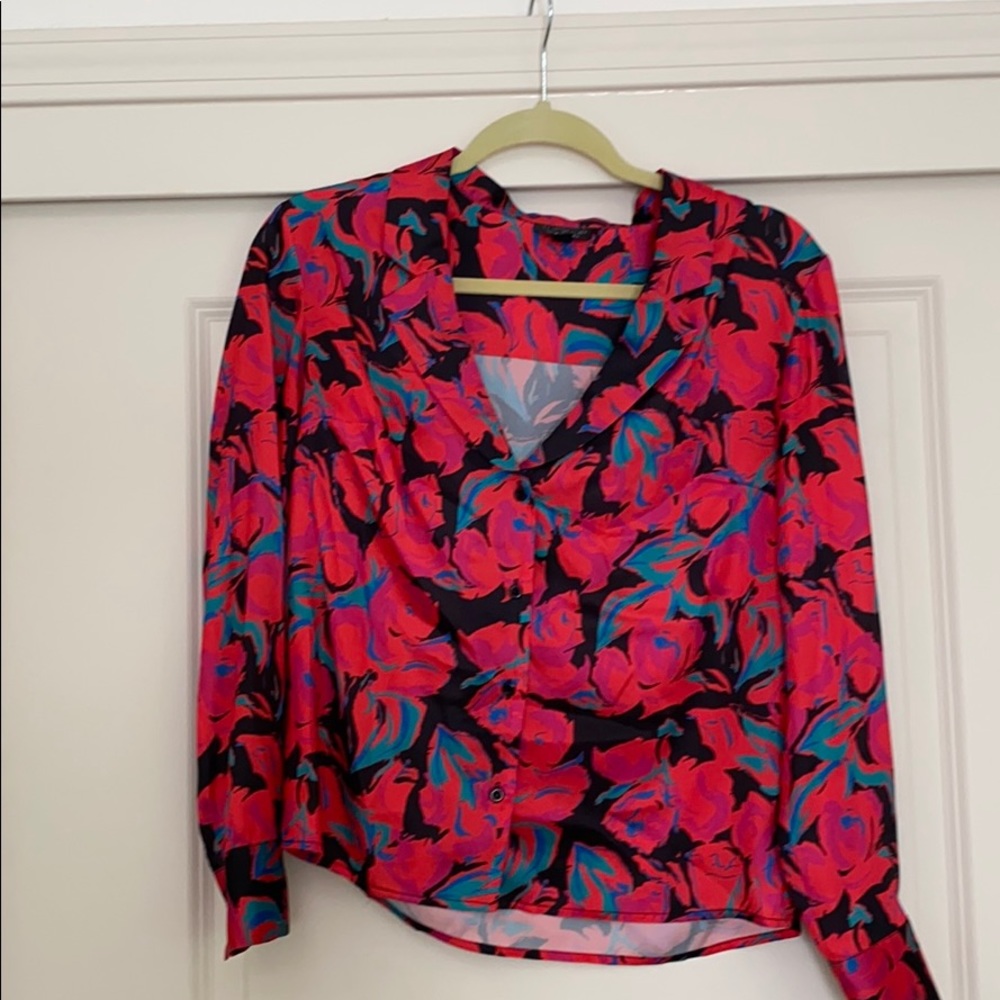 Topshop floral satin blouse
